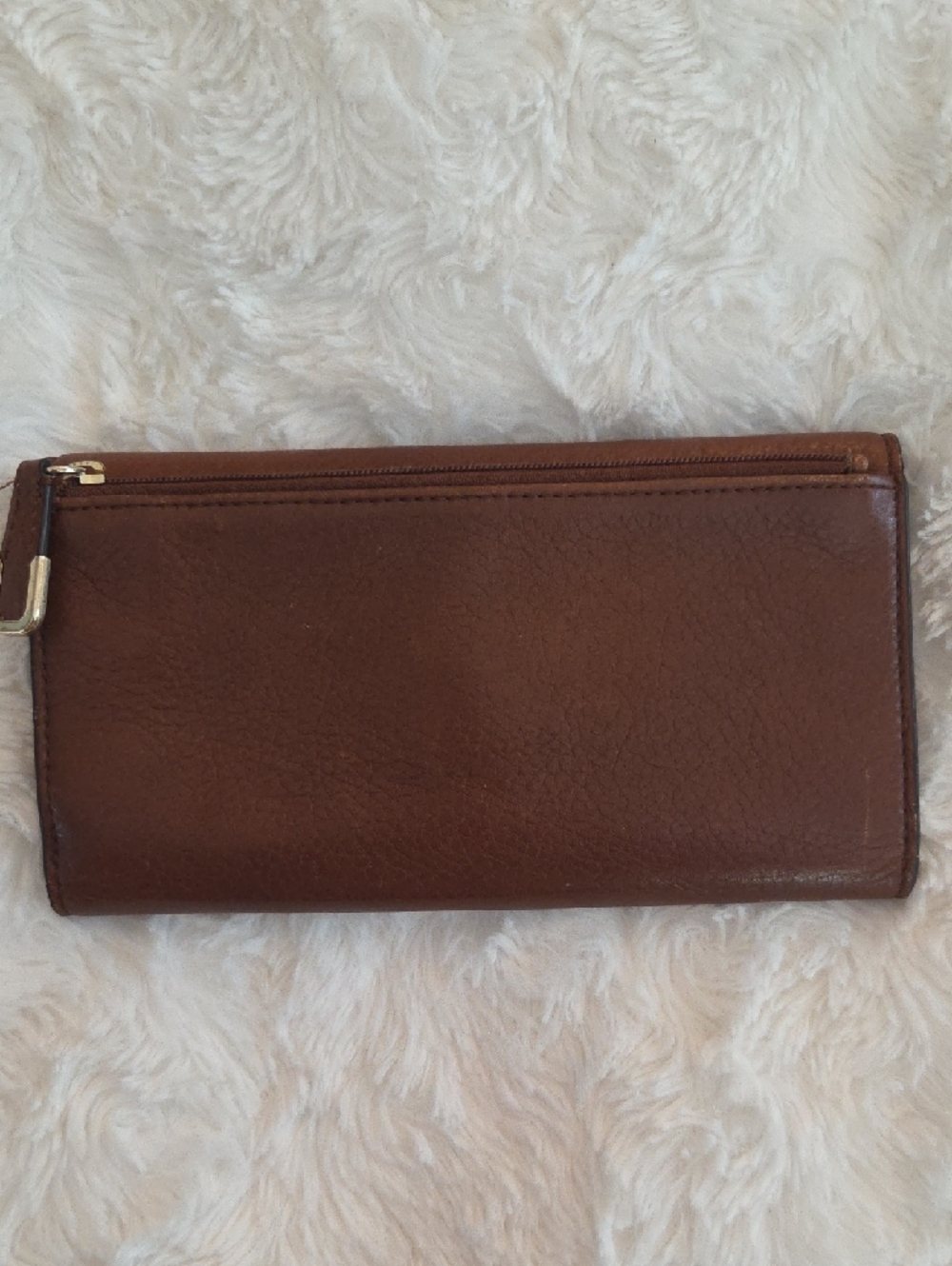 Coach Brown Leather Flap Wallet with Gold Plate Accent - Picture 3 of 4
